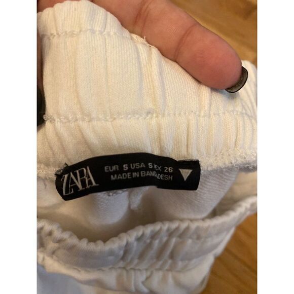 Zara, women's white elastic waist basic short cotton shorts size small - Picture 7 of 8